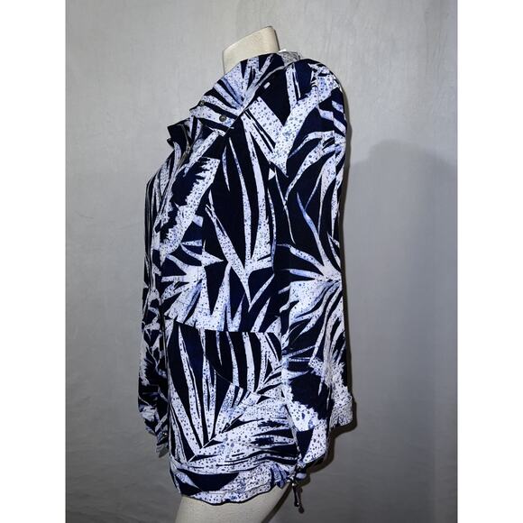 New Zenergy CHICO'S Jacket Sz L (2) Blue Ombre Leaf Print NEEMA Zip Windbreaker - Picture 5 of 7